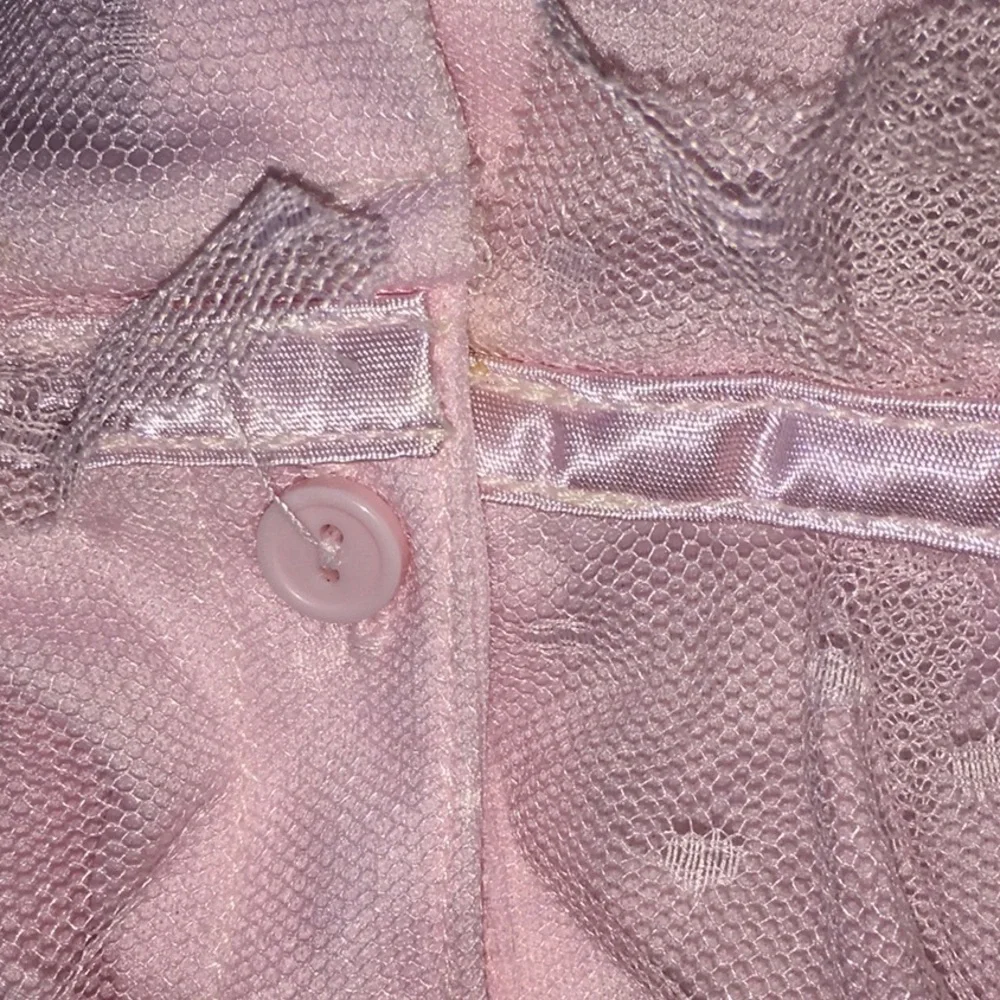 Pink Baby dress, 6-9 Month, rosette petals, Soft,nylon,bottom snaps. washable. - Picture 10 of 11
